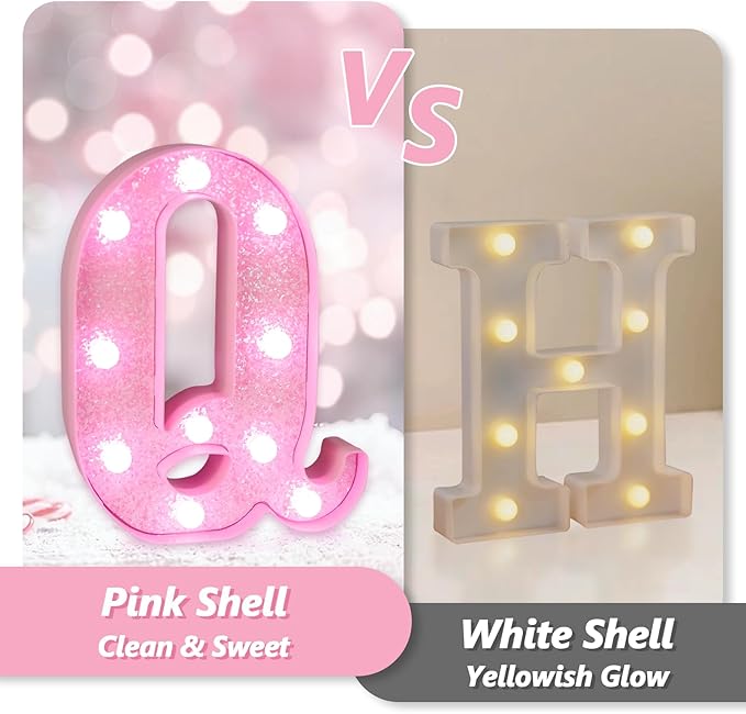 Pink Light Up Letters, LED Marquee Letters for Table, Small Glitter #1