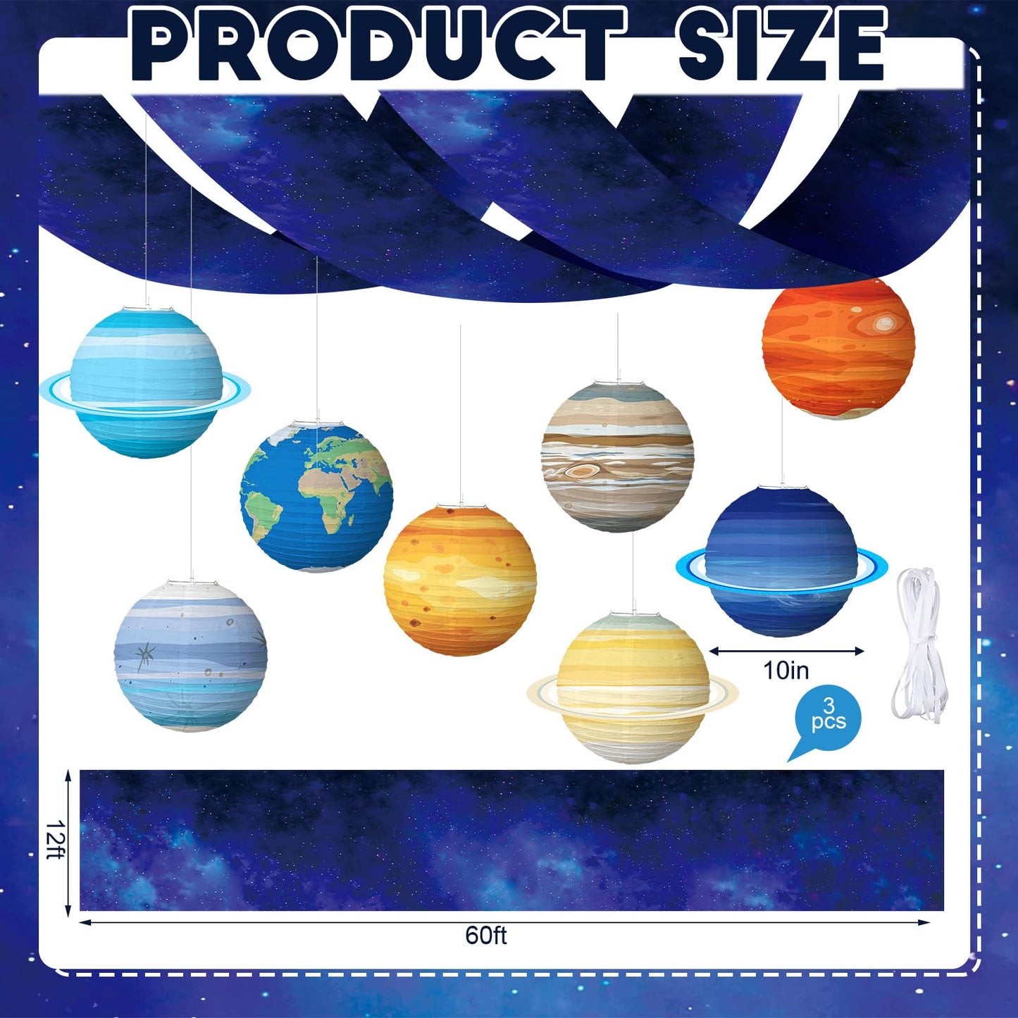 11 Pcs Galaxy Space Ceiling Decoration for Vbs 12 x 2 ft Fluorescent