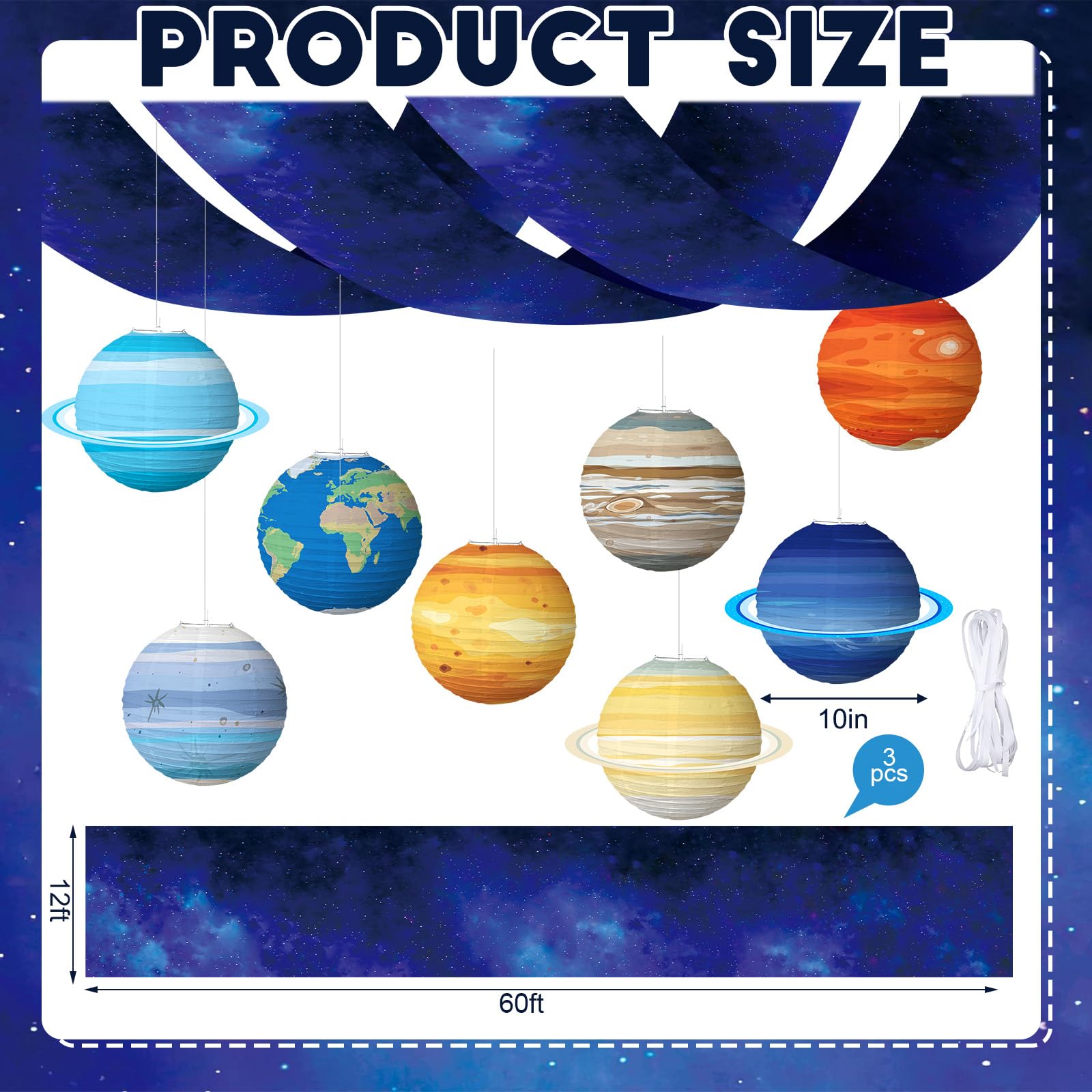 11 Pcs Galaxy Space Ceiling Decoration for Vbs 12 x 2 ft Fluorescent