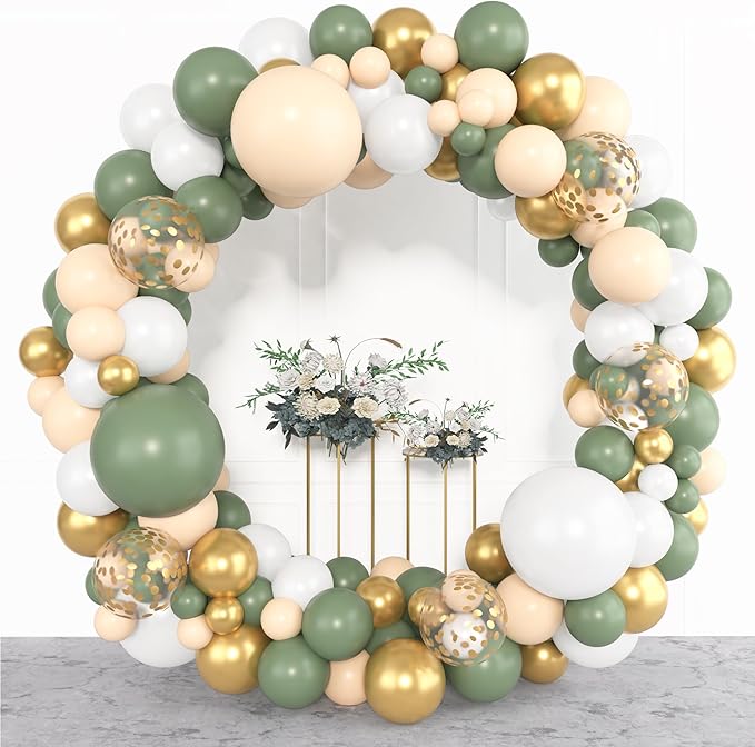 Amandir 153pcs Sage Green Balloon Garland Arch Kit, Different Sizes
