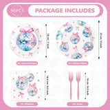 Greencian 96Pcs Disco Party Decorations Pink Bow Disco Ball Party