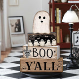4 Pcs Halloween Table Decoration Wooden Ghost Tiered Tray Decoration