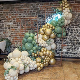 Sage Green Balloon Arch Kit, 162pcs Sage Green Sand White Gold