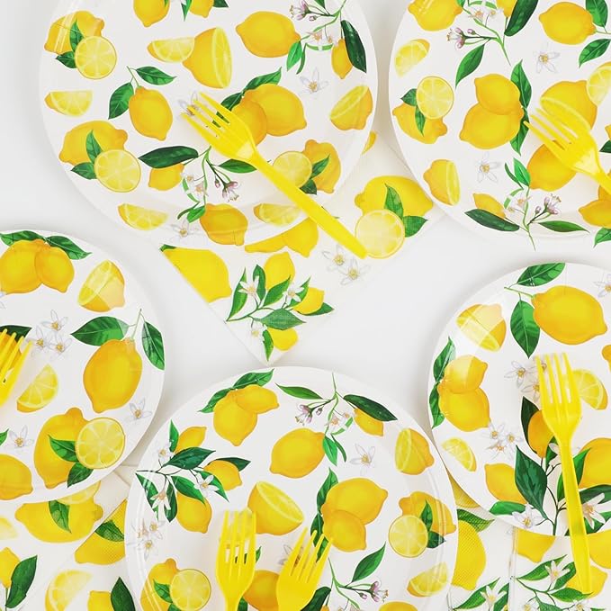 96 Pcs Lemon Party Yellow Lemons Summer Party Decoration For