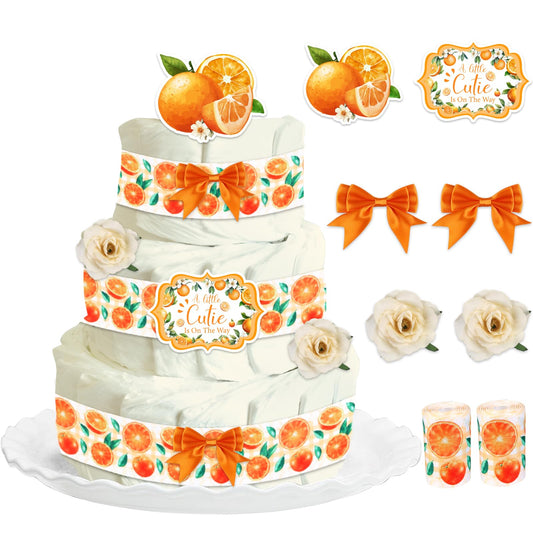 Cheerupp Orange Baby Shower Diaper Cake Decorations, Citrus A Little