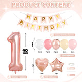 1st Birthday Decorations for Girls, 40 Inch Rose Gold Number 1