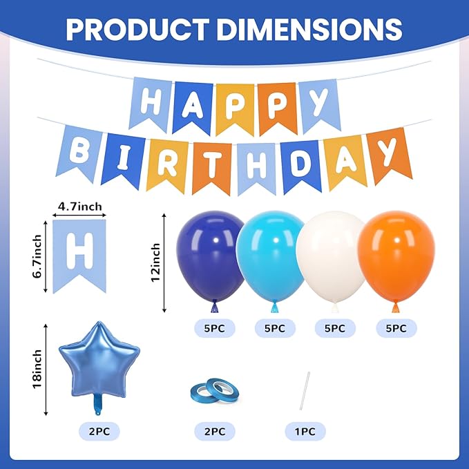 Blue Orange Dog Happy Birthday Banner Sport Summer Birthday