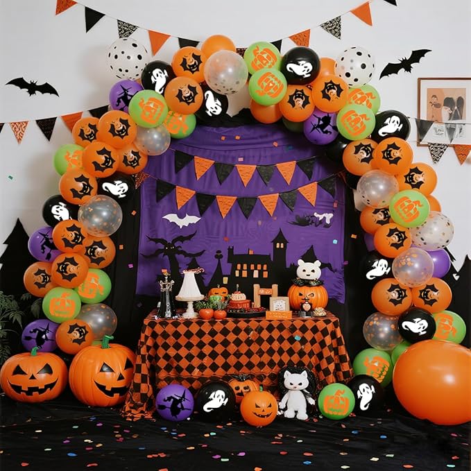Halloween Party Balloons Decorations 65PCS 12 Inch Black Orange