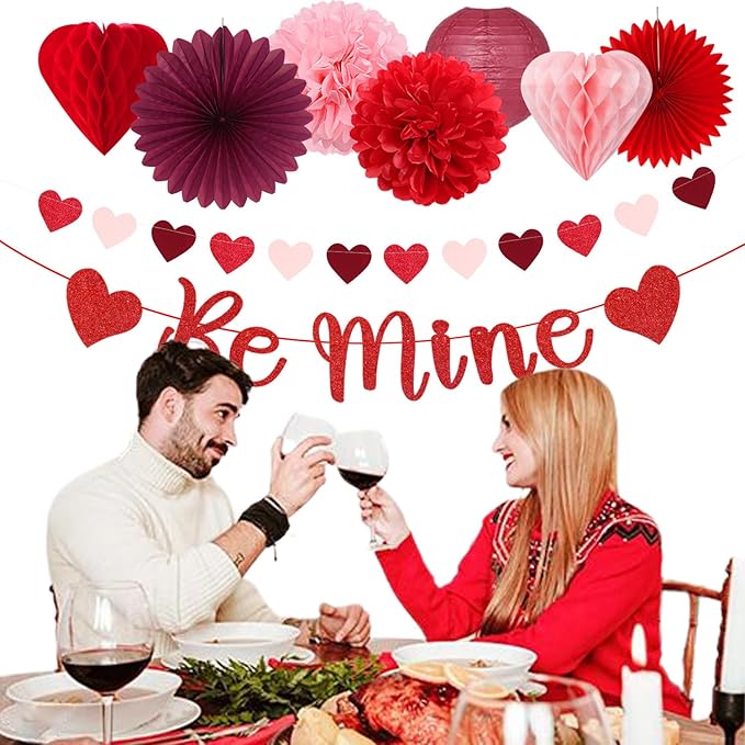 Pink Red Burgundy Valentines Day Galentines Party Decorations 22pcs