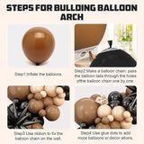 Black Brown Nude Balloon Arch Kit,Balloon Garland with Black Star