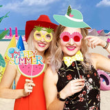 12 Pcs Summer Photo Booth Props Beach Summer Pool Party Decorations