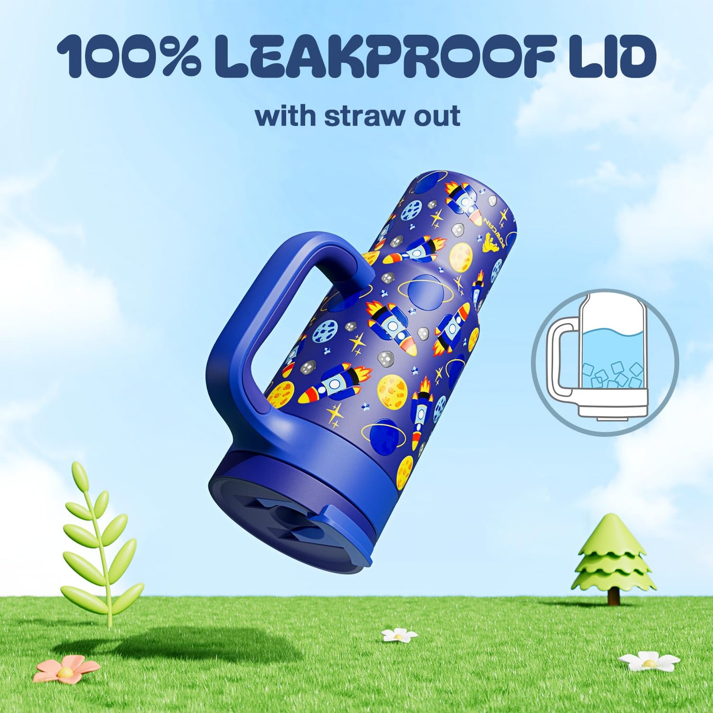 24 oz Stainless Steel Tumbler for Children: Durable Handle, Easy to