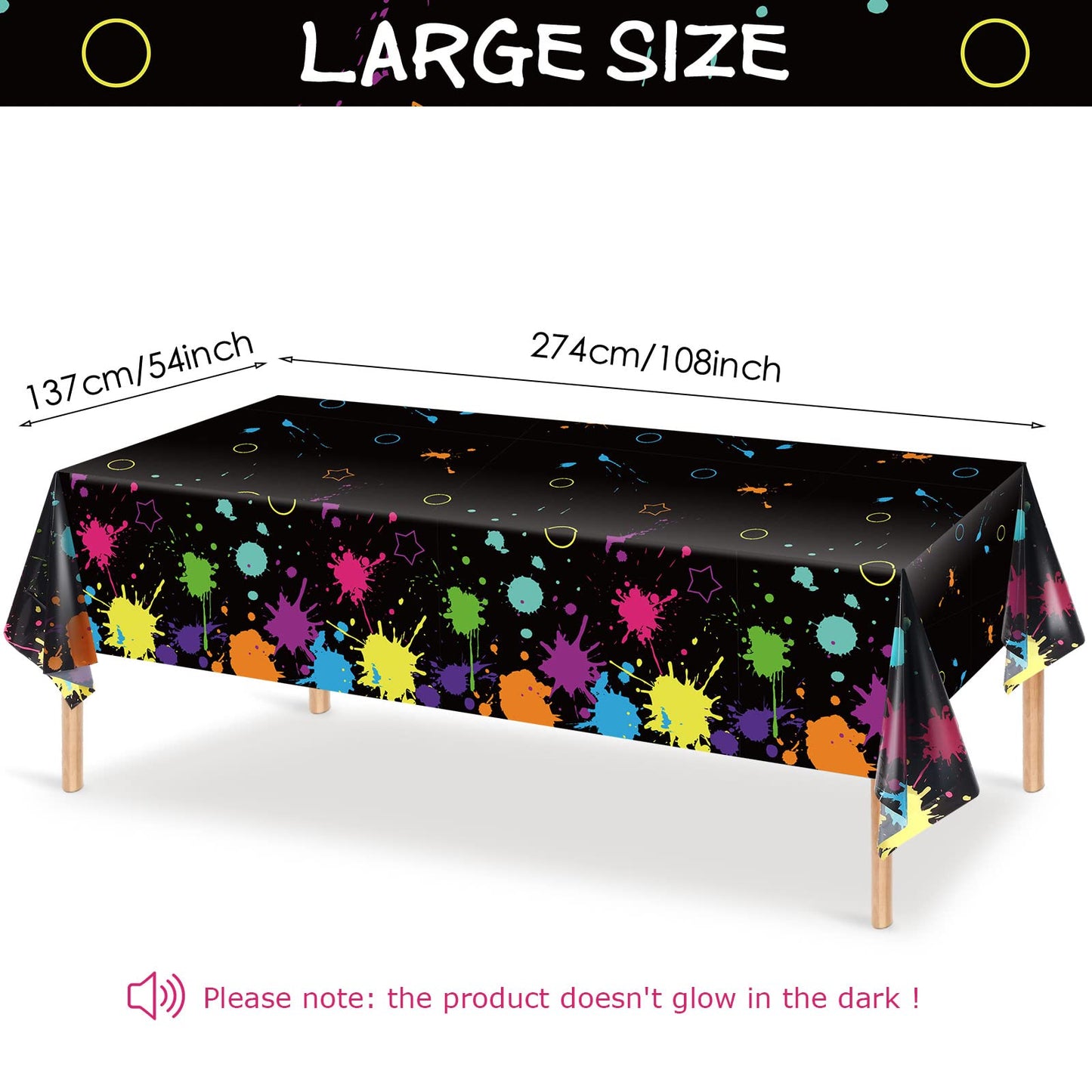 Glow Party Table Covers Neon Plastic Tablecloths 108 x 54 Inch