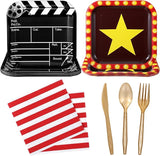 72 Pcs Movie Night Party Supplies Paper Plates Napkins Forks