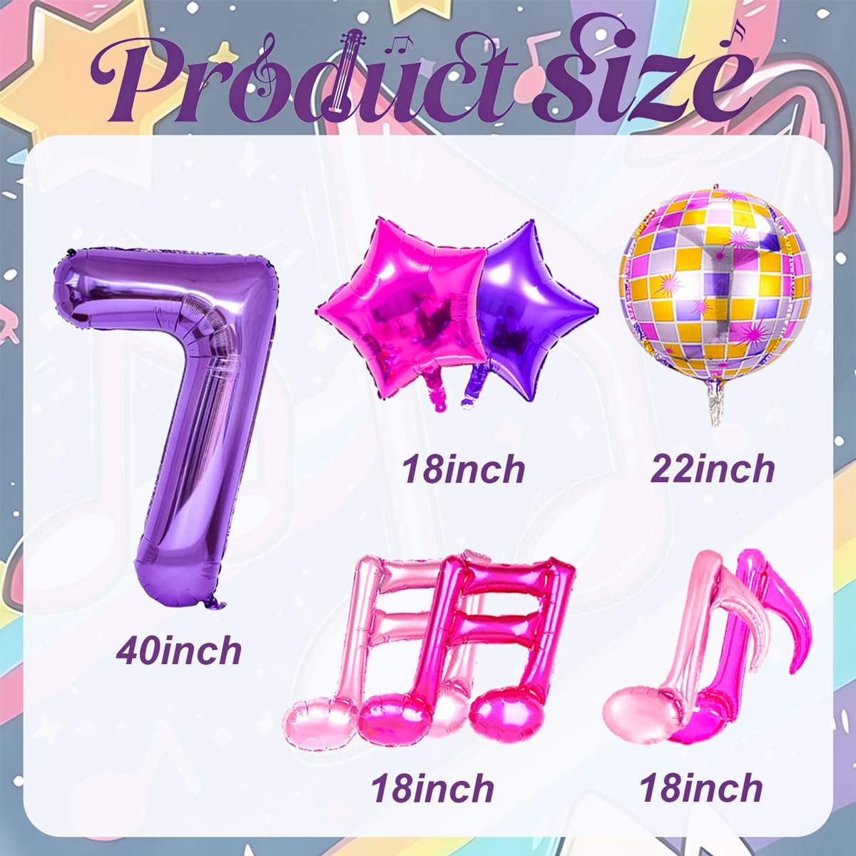 9Pcs Kpop Birthday Decorations - Kpop Music Balloons Hot Pink Mus 7