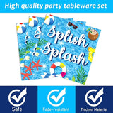 Splish Splash 96Pcs Bash Tableware Set Pool Party Plates Napkins