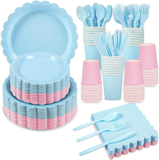 350 Pcs Baby Gender Reveal Plates and Napkins 50 Guest Boy or Girl