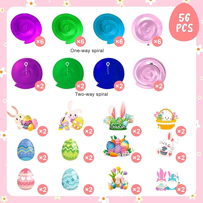 56 Pcs Easter Hanging Swirl Decorations Easter Party Hanging Swirls