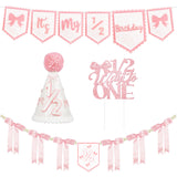 1/2 Birthday Girl Half Birthday Decorations Pink Bow It's My 1/2 Birth