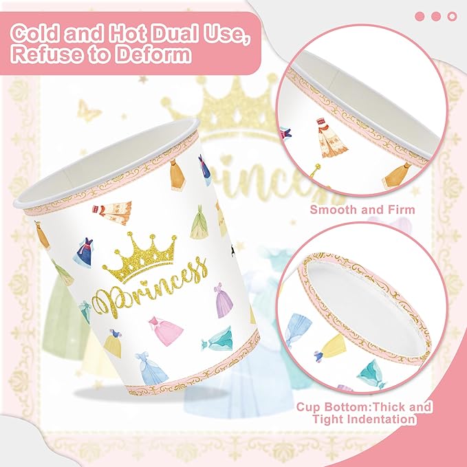 120PCS Princess Birthday Party Supplies Princess Themed Birthday