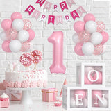 Baby Girl First Birthday Decorations Pastel Pink White Balloons 40