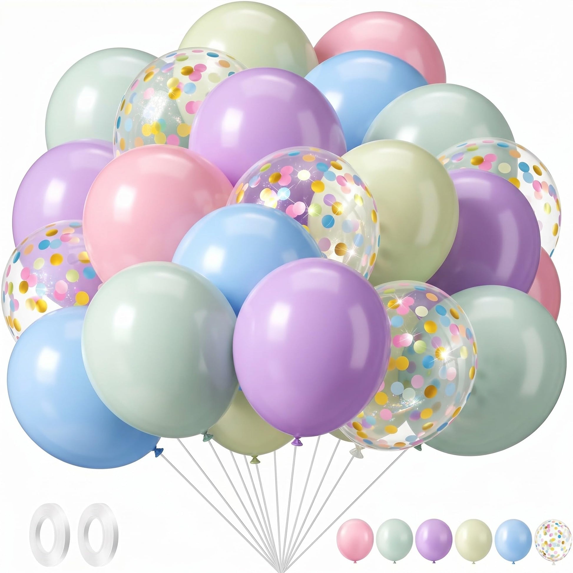 Civaner 48 Pieces Pastel Balloons Bulk 12 Inch Macaron Rainbow