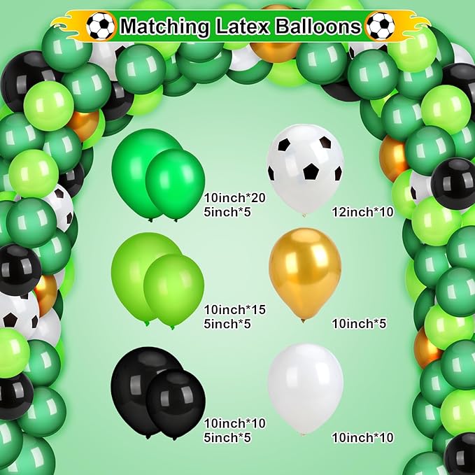 Soccer Party Decorations 255PCS Green Soccer Birthday Party Supplies