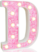 Pooqla LED Marquee Letter Lights, Light Up Pink Letters Glitter #9
