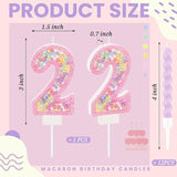 MTLEE Birthday Candle Macaron Glitter 3D Number Candle with 12 Pcs