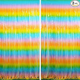 BRAVESHINE Colourful Tinsel Fringe Curtains - 2Pcs 3.2x8.2ft Holidays
