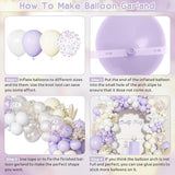 Ouddy Party Pastel Purple White Balloons Garland Arch Kit, Different
