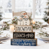 4 Pcs Winter Table Decor Wooden Snowman Decorations Winter Tiered