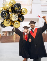 Graduation Balloons, Congrats Grad Balloons 12 Inch Black and Gold