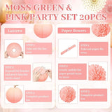 NICROHOME EUR Wedding Decorations 20 PCS Sage Green and Pink Tissue