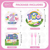 96Pcs Pink Pig 2nd Birthday Party Decorations Pink Piggy Paper Plates