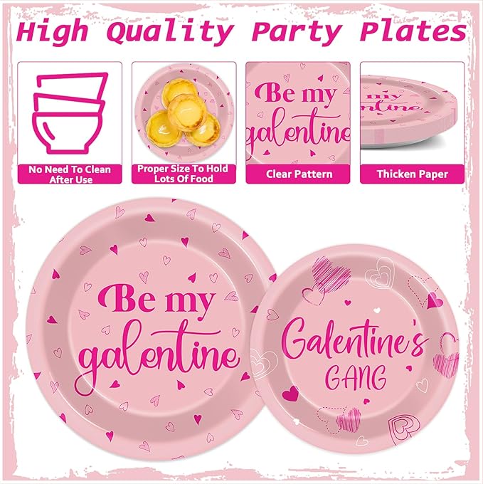 96 PCS Galentine's Day Party Decorations Be My Galentine Tableware