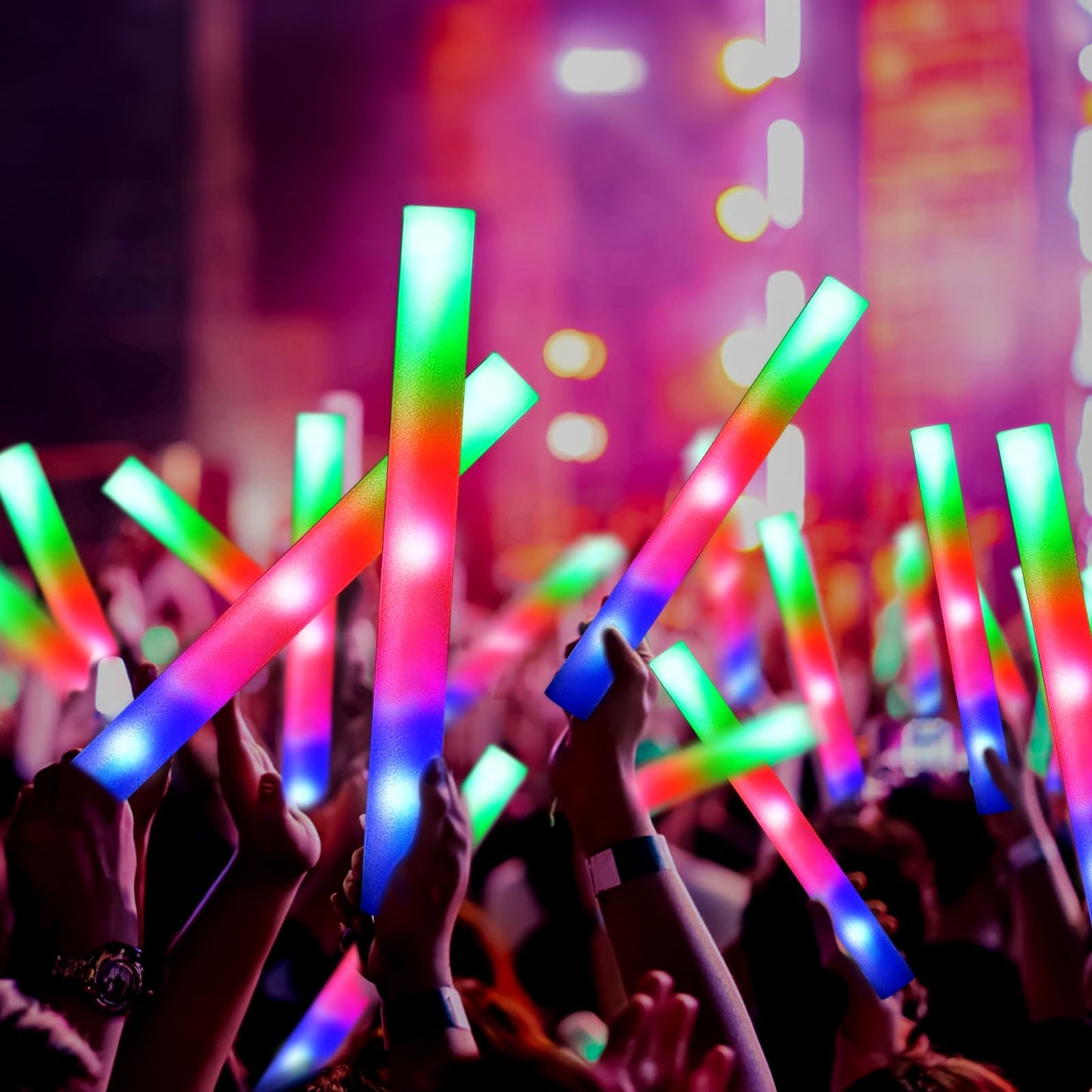 OLUPP 150 PCS Led Foam Sticks, Bulk Glow Sticks with 3 Colors