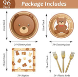96 Pcs Bear Baby Shower Party Plates Decorations We Can Bearly Wait