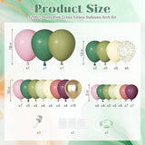 Ouddy Party Dusty Pink Green Yellow Balloons Garland Arch Kit,