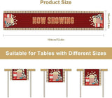 Movie Night Table Runner, Vintage Film Popcorn Tape Now Showing Movie