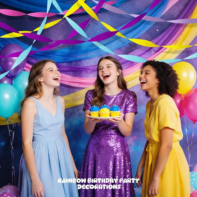 AOYOO Crepe Paper Streamers, 5 Rolls Multicolor Party Streamers in