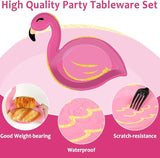 50 Count Hawaiian Luau Party Paper Plates Flamingo Shaped Disposable