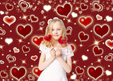 Red Heart Party Backdrop 8x6FT Valentine's Day Photography