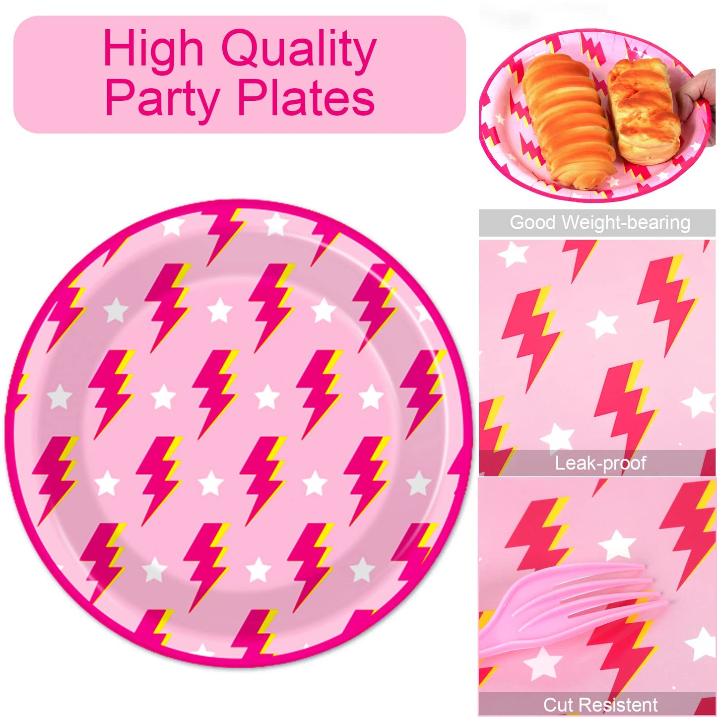 100 Pcs Preppy Party Plates Napkins Forks Supplies Set Disposable