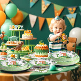 96Pcs Dinosaur 1st Birthday Decorations Cartoon Dinosaurs Plates and