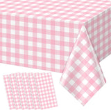 6pcs 54X108inch Pink Checkered Tablecloth,Pink Gingham Tablecloths