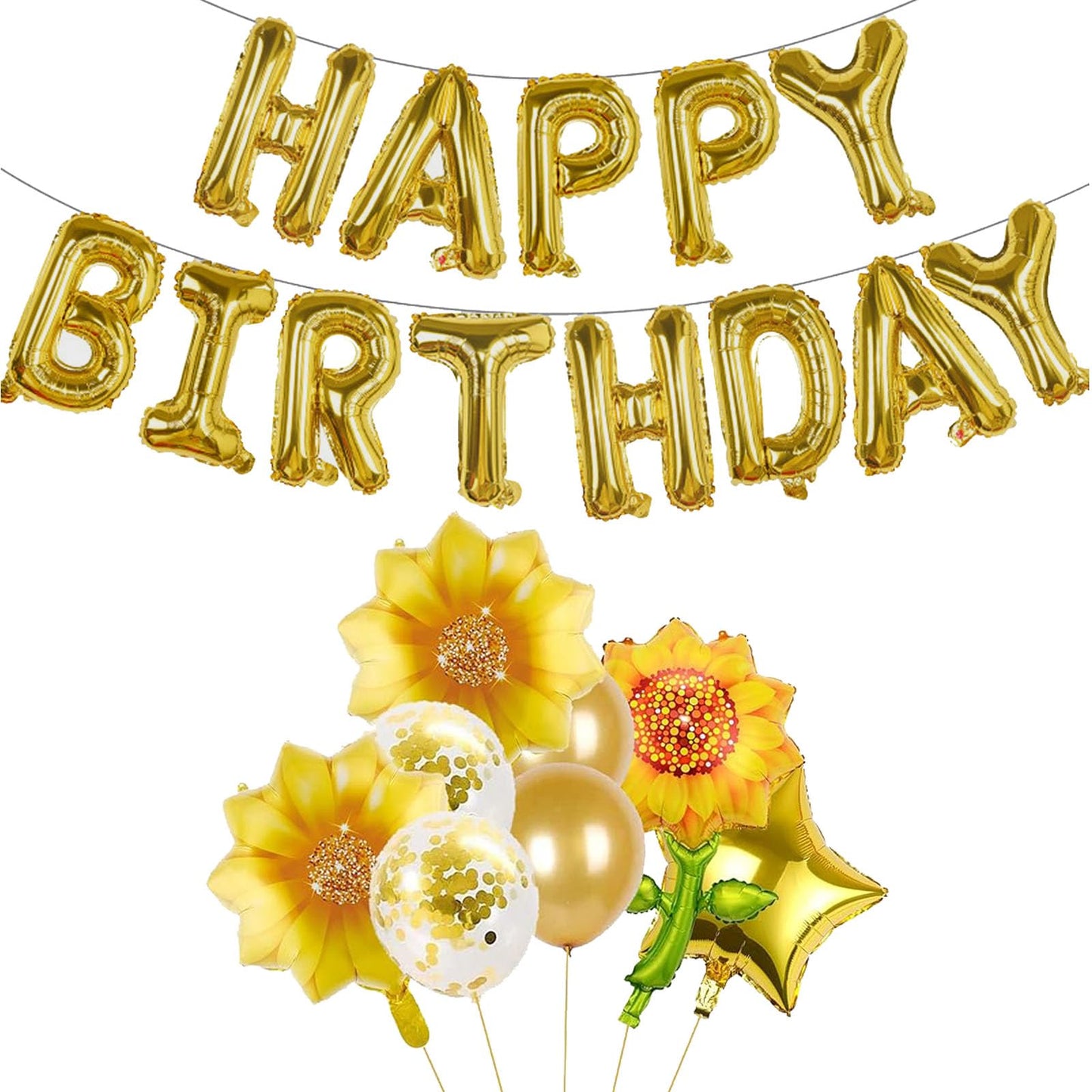 BIEUFBJI Sunflower Decorations Set Birthday Banner and Yellow