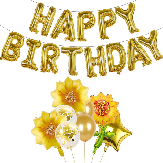 BIEUFBJI Sunflower Decorations Set Birthday Banner and Yellow