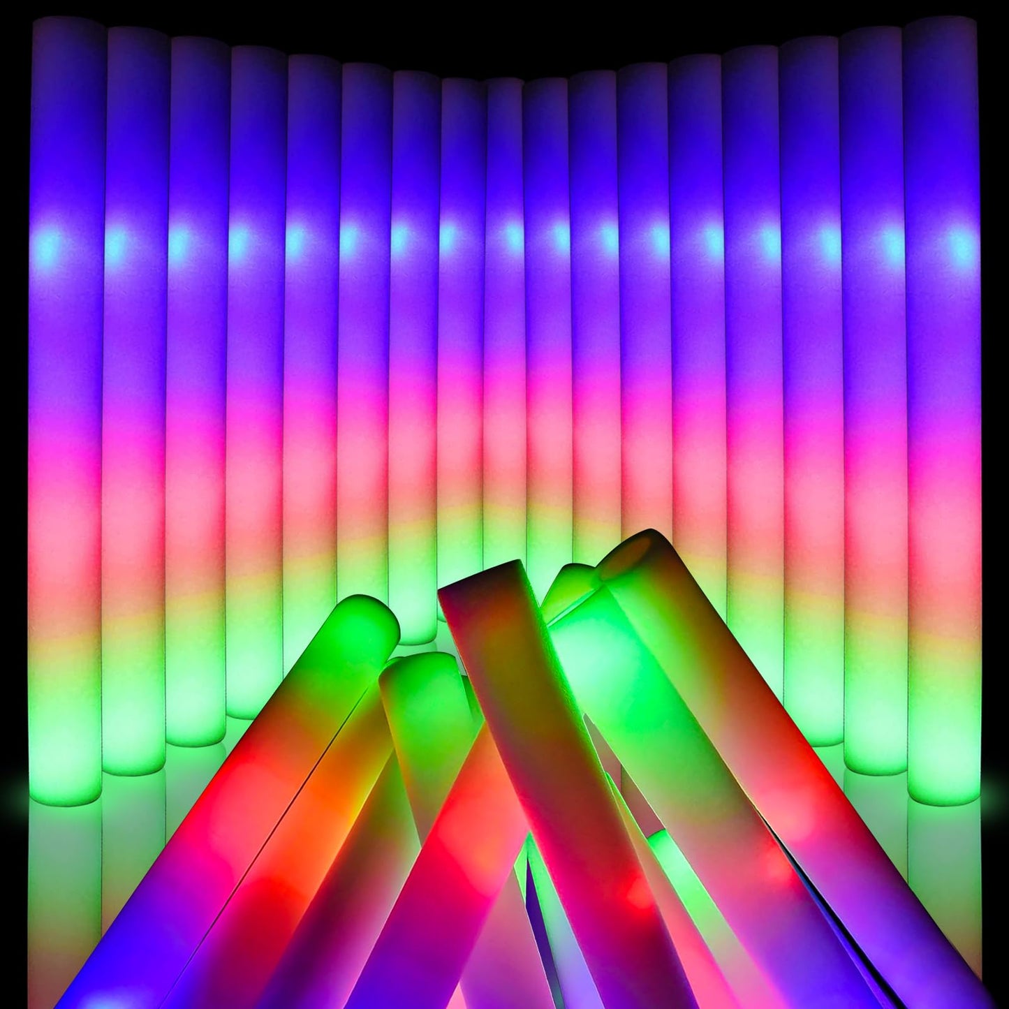 wellent 130 PCS LED Foam Glow Sticks Bulk, Glow in the Dark Party