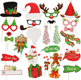 28 PCS Christmas Photo Booth Props Christmas Party Supplies Selfie
